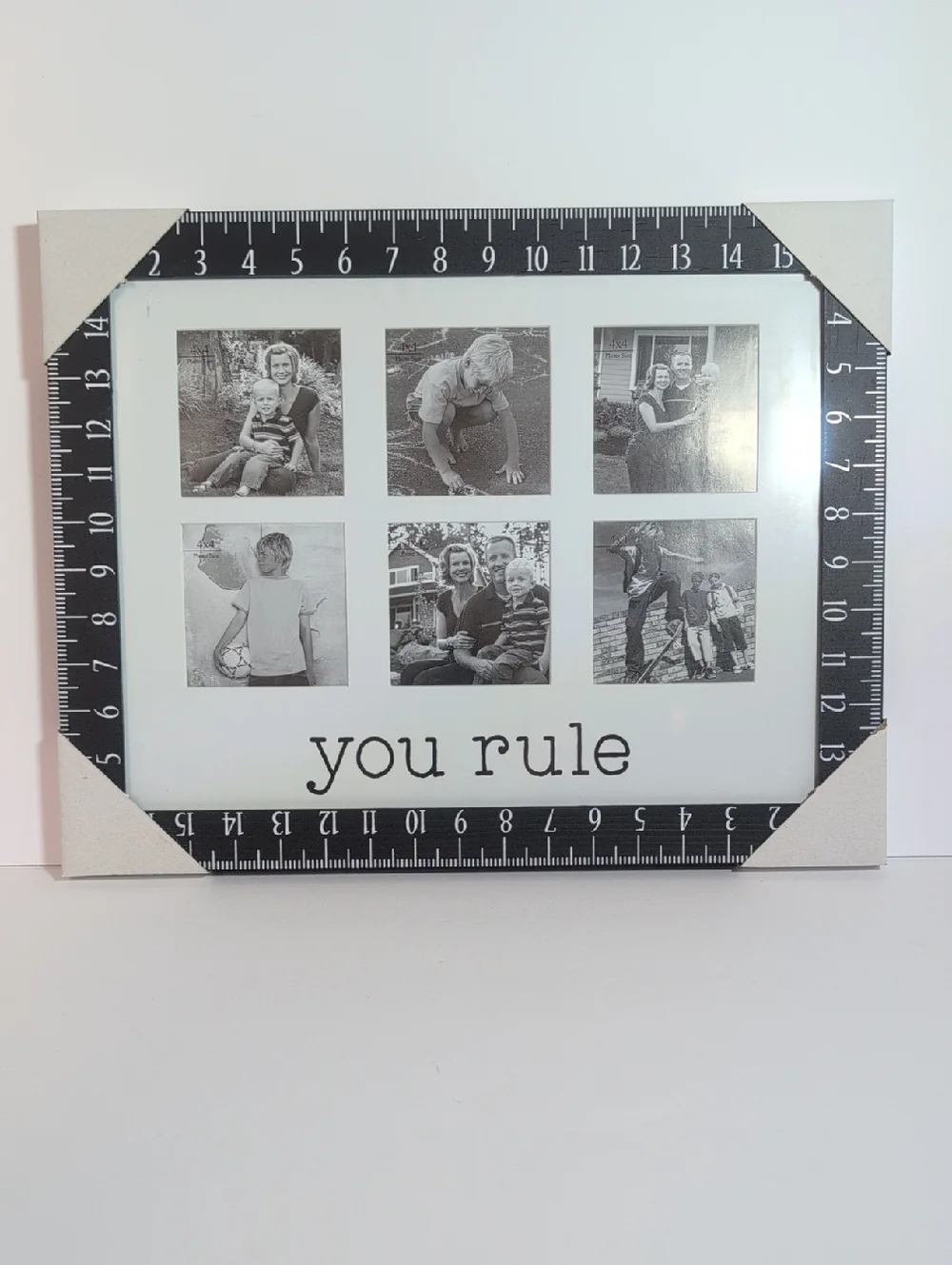 You Rule Ruler-Frame Photo Collage - Black and White NWT